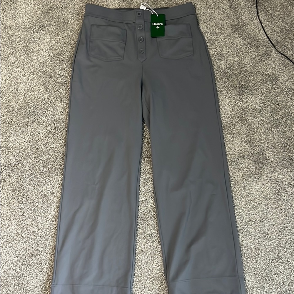 HALARA Gray Wide Leg Pants with Smooth Finish